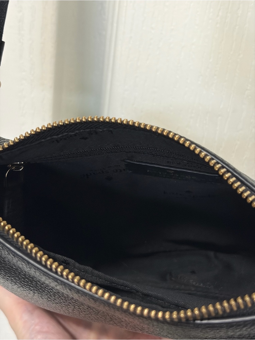 kate spade Black Pebbled Leather Crossbody with Striped Strap Medium Rosie - Picture 6 of 11